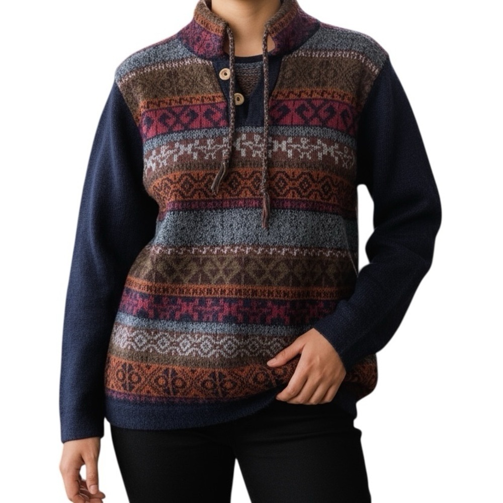 Hand Made Baby Alpaca Bohemian Sweater Sz Small Made In Peru By Inka Tradition